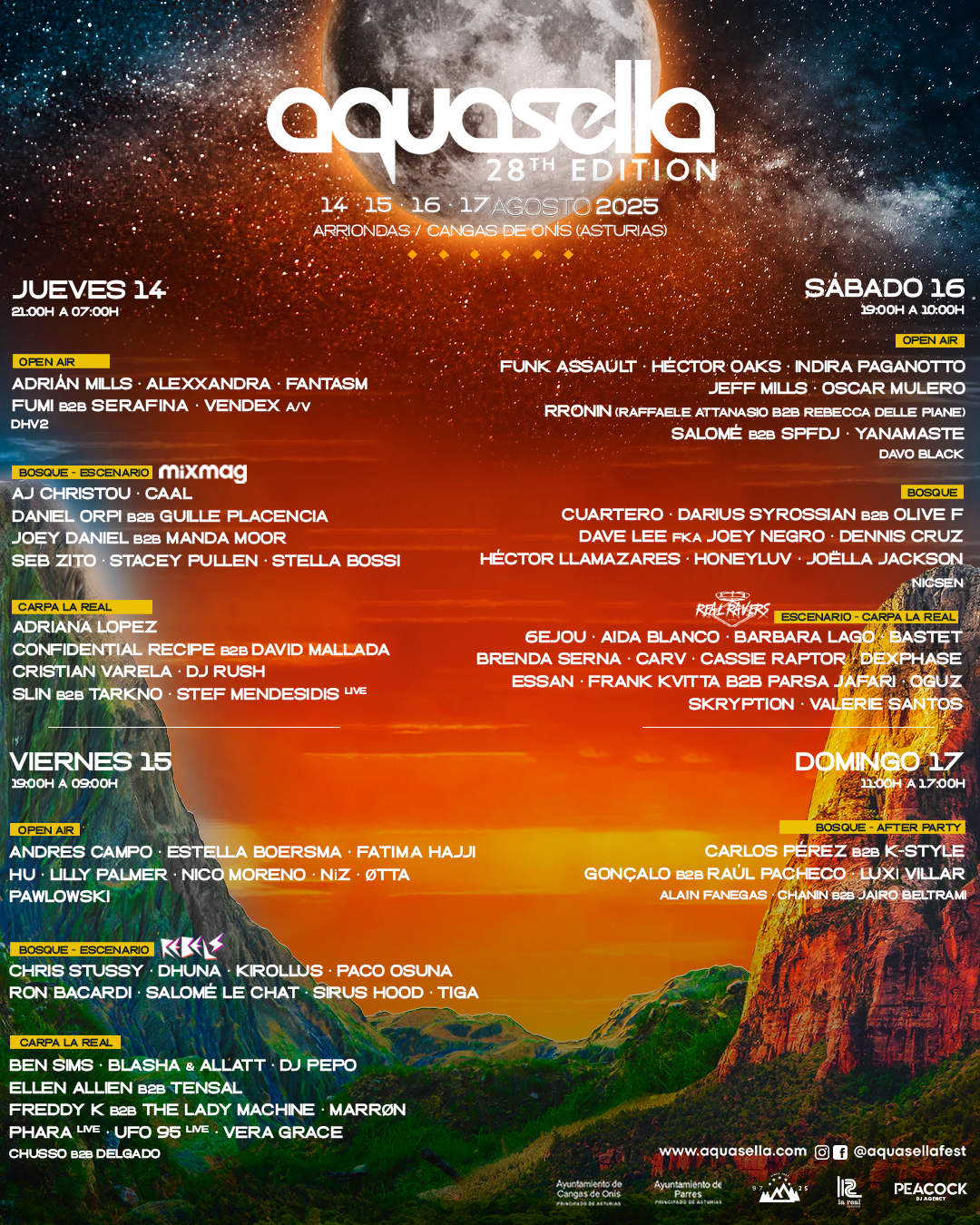 programación por días de Aquasella 2025: cartel completo